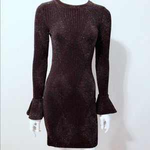 Metallic starburst dress with bell sleeves